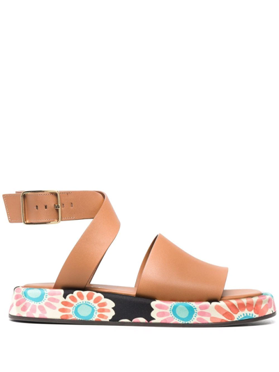 La Doublej Daisy-print Chunky-sole Sandals In Crazy Daisy Black