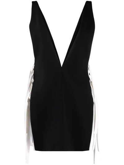 Monot Plunge V-neck Mini Dress In Black