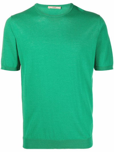 Nuur Short-sleeve Fine Knit Top In Green