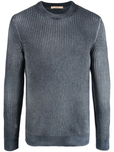 Nuur Roberto Collina Ribbed L/s Crew Neck Sweater Clothing In Blue