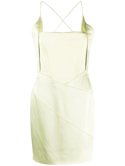 16arlington Estelli Square-neck Satin-crepe Mini Dress In 绿色