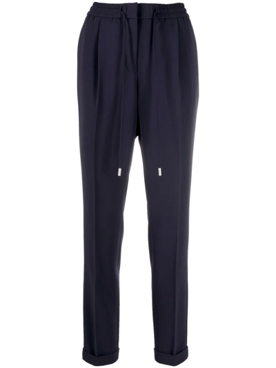 Hugo Boss Drawstring Tapered Trousers In Blue