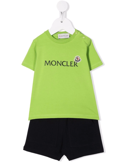 Moncler Babies' 同色系缝线棉运动套装 In Green