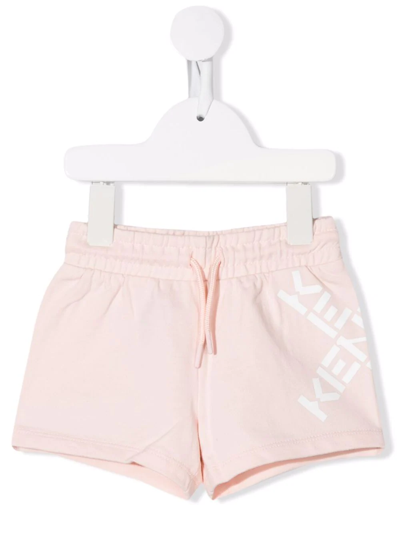 Kenzo Kids' Logo-print Track Shorts In Pink