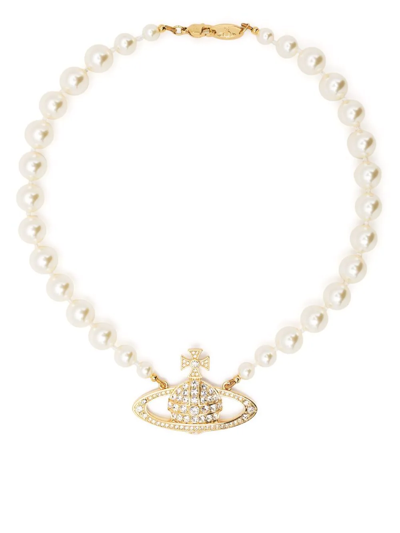 Vivienne Westwood Bas Relief Pearl-chain Choker In White