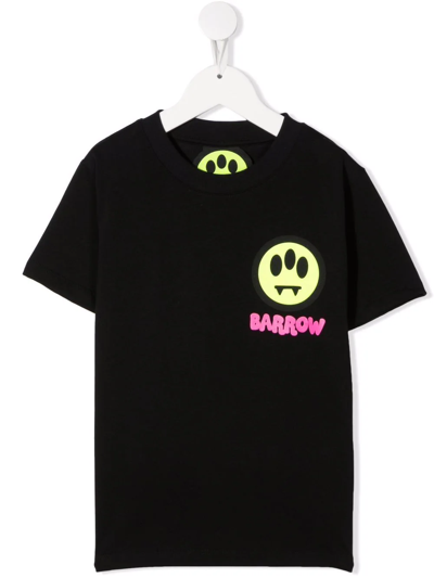 Barrow Kids' Graphic-print Cotton T-shirt In Nero