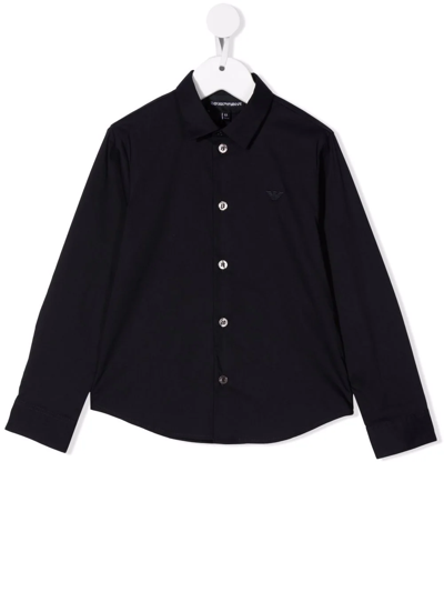 Emporio Armani Teen Button Down Shirt In Black