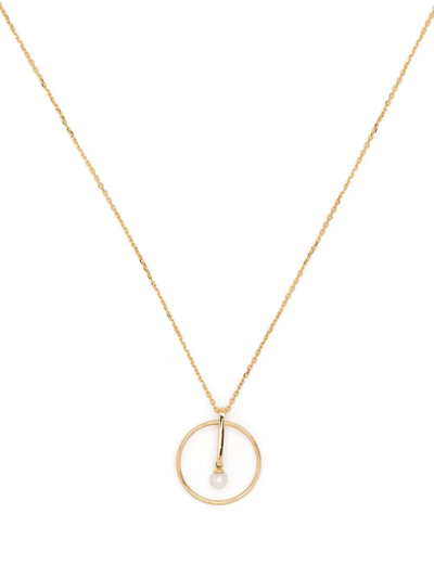 Ruifier 18kt Yellow Gold Astra New Moon Sphere Akoya Pearl Pendant Necklace
