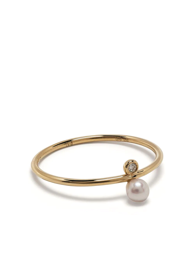 Ruifier 18kt Yellow Astra Moonlight Akoya Pearl Diamond Ring In Gold