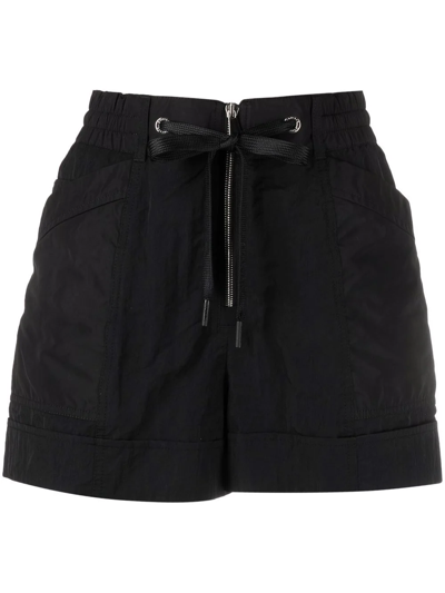 Moncler Panelled High-waist Shorts In Black