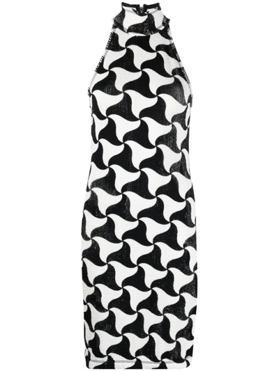 Bottega Veneta Abstract Triangle Elasticated Dress In Multi