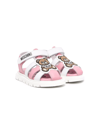 Moschino Two-tone Teddy-patch Sandals In White