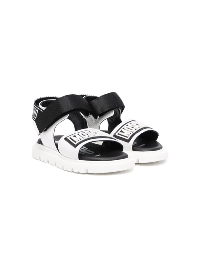 Moschino Kids' Logo-strap Open-toe Sandals In Black