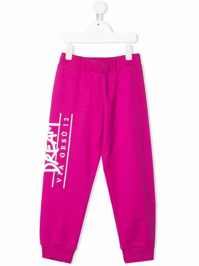 Versace Kids' Logo-print Track Trousers In Purple