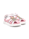 Moschino Two-tone Teddy-patch Sandals In Pink