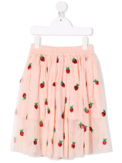 Stella Mccartney Kids' Sequinned Strawberry-print Skirt In Pink