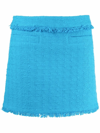 Proenza Schouler White Label Fringed Cotton-blend Tweed Mini Skirt In Blue