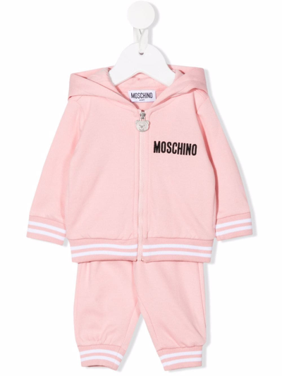 Moschino Babies' Logo刺绣运动套装 In Pink