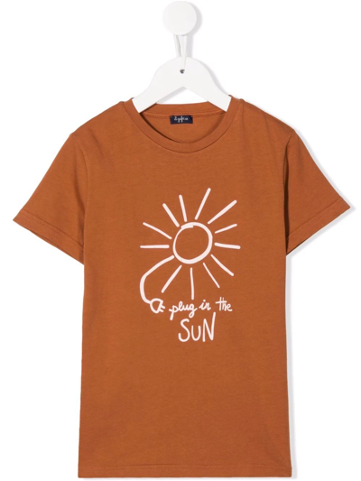 Il Gufo Kids' Slogan-print T-shirt In Brown