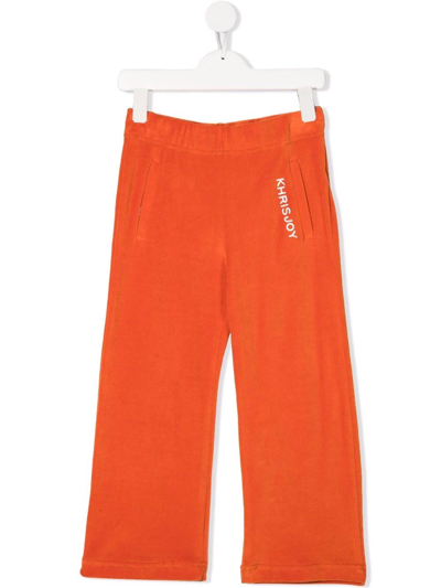 Khrisjoy Velour-effect Logo Track Trousers In Orange