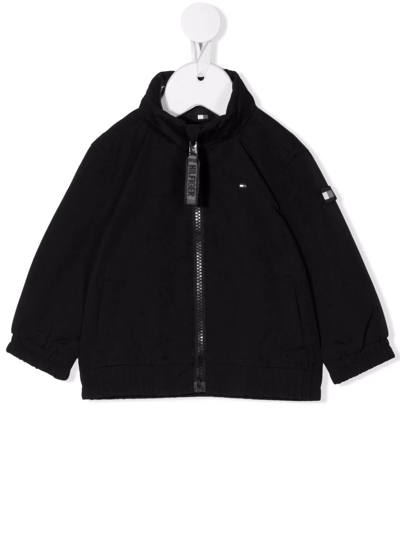 Tommy Hilfiger Junior Babies' Logo-patch Zip-up Jacket In Black