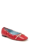 Frances Valentine Square-toe Ballet Flat In Red