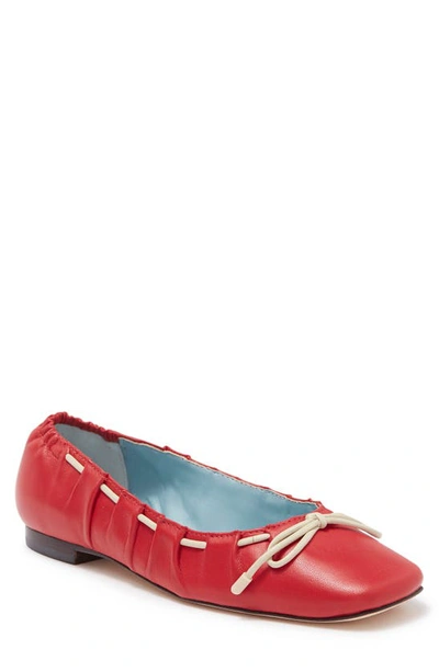 Frances Valentine Square-toe Ballet Flat In Red