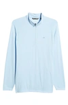Travismathew Networking Quarter Zip Fleece Pullover In Powder Blue