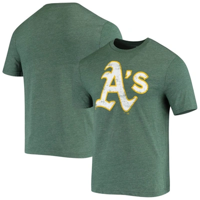 Fanatics Men's Green Oakland Athletics Weathered Official Logo Tri-blend T-shirt