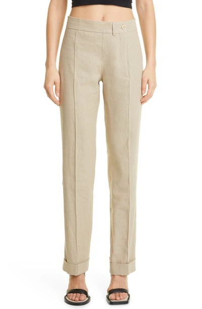 Jacquemus La Pant Textured Wide-leg High-rise Linen Trousers In Neutrals