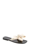 Jeffrey Campbell Sugary Flip Flop In Cream Shiny Black Shiny