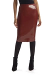 Commando Faux Patent Leather Midi Skirt In Sienna