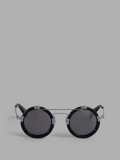 Yohji Yamamoto Black Rounded Sunglasses With Metal Details