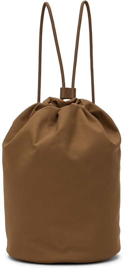 The Row Drawstring Sporty Backpack In Nylon And Leather In Taupe Pld