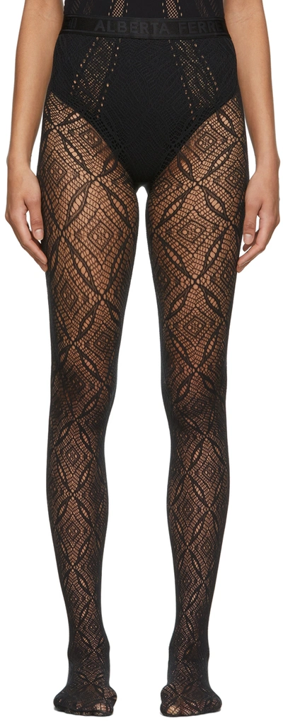 Wolford Black Alberta Ferretti Edition Ajouré Net Tights