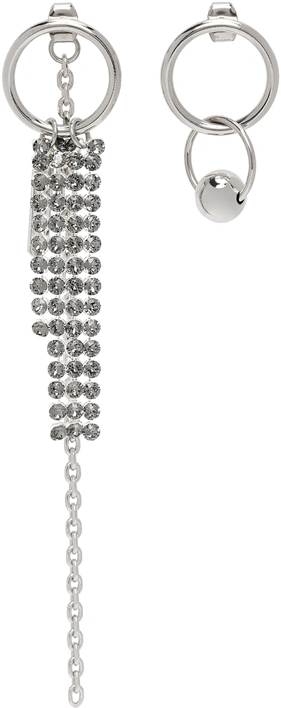 Justine Clenquet Ssense Exclusive Silver & Grey Jess Earrings In Palladium/light Gre