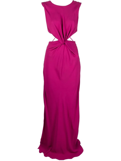 Alberta Ferretti Cut-out Gathered Gown In Rosa