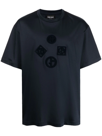 Giorgio Armani Logo-patch Short-sleeve T-shirt In Schwarz
