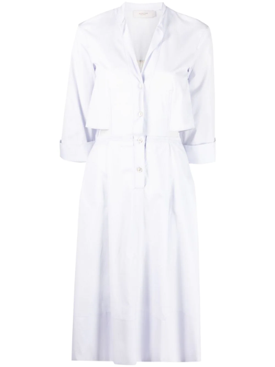 Agnona Three-quarter Midi Shirt Dress In White