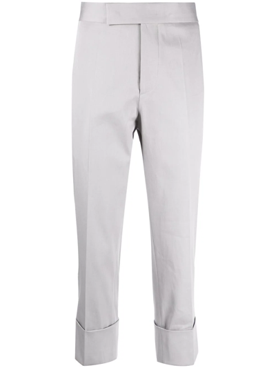 Sapio Pressed-crease Cotton Cropped Trousers In Grau