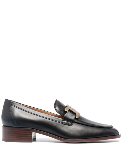 Tod's Chain-detail Leather Loafers In Black