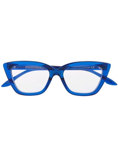 Cutler And Gross Transparent Square-frame Glasses In Blau