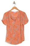 Daniel Rainn Pinch Sleeve Blouse In M207 Orange