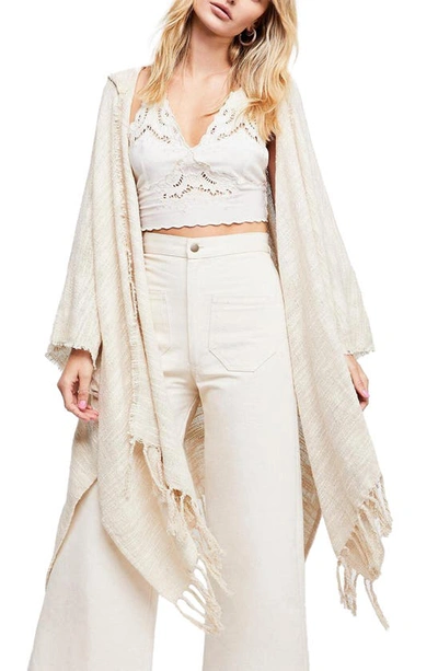 Saachi Sasha Hooded Fringe Kimono In Cream