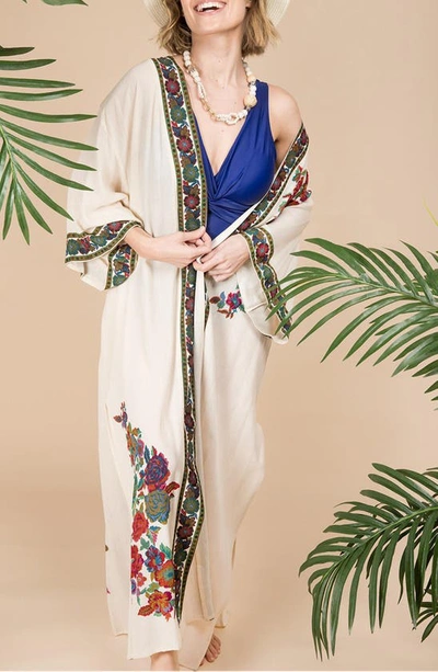 Saachi Penny Lane Garden Kimono In Ivory Multi