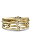 Liza Schwartz Set Of 2 Starlight & Good Karma Metallic Leather Wrap Bracelets In Metallic Gold