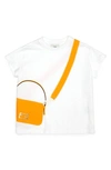 Fendi Kids' Trompe L'oeil Bag Graphic Tee In F1fx0 Orange