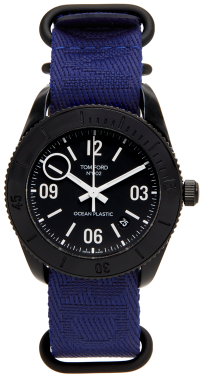 Tom Ford Ocean Plastics Sport Stainless Steel Strap Watch In Matte Black