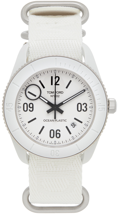 Tom Ford Ocean Plastics Sport Stainless Steel Strap Watch In Matte White