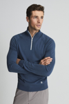 Reiss Affleck Wool Blend Half Zip Pullover In Airforce Blue